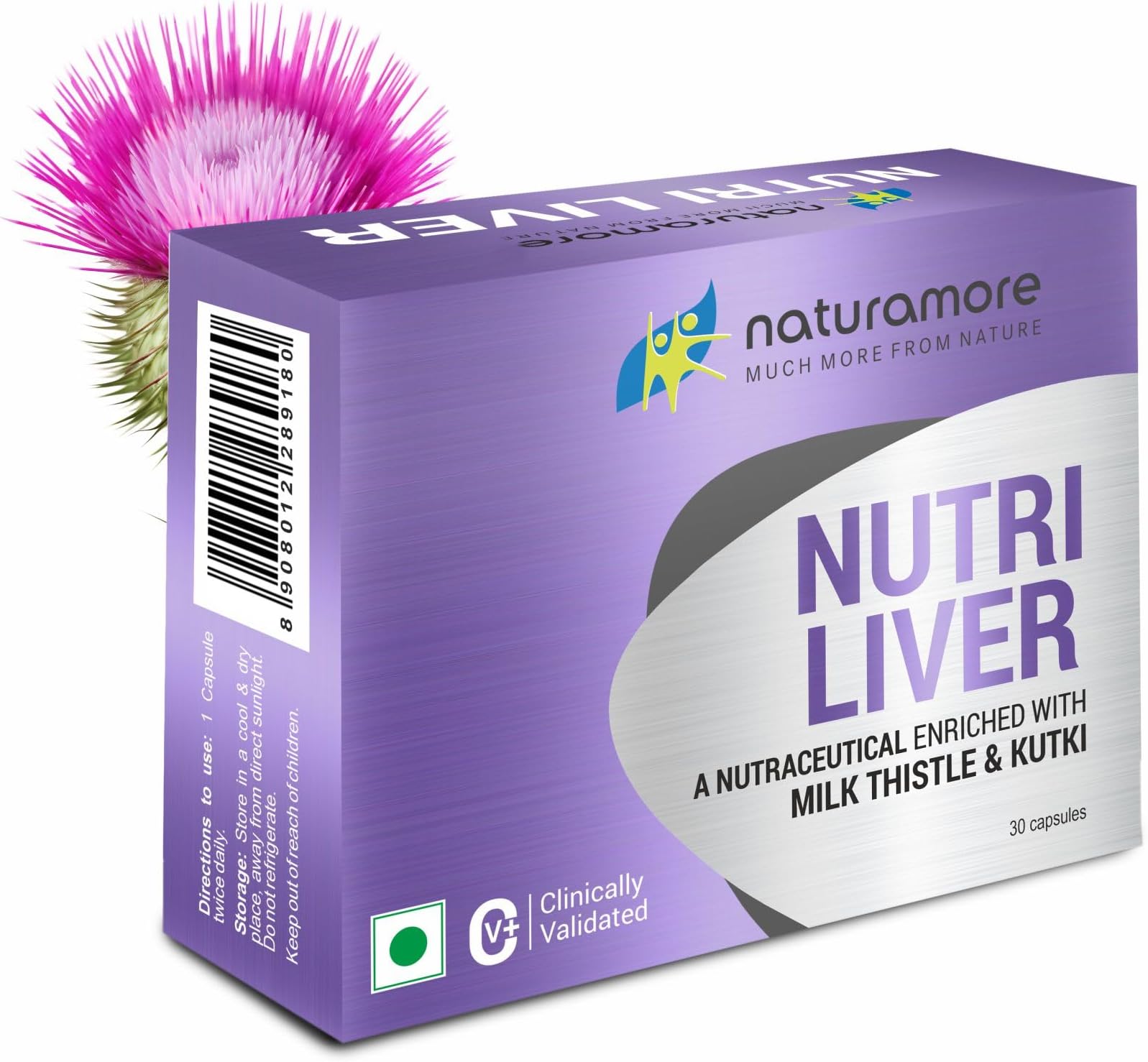 Naturamore Nutri Liver | Clinically Validated Liver Support with Milk Thistle, Kutki & Bhuiamla | Detox, Protect & Rejuvenate Liver Naturally | 30 Capsules |