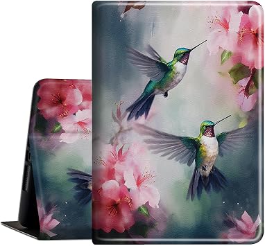 Case for Amazon Fire Max 11 Tablet 13th Generation, 2023 Release, Slim PU Leather Cover with Auto Sleep Wake Feature Folio Case for Fire 11 Max Tablet, Hummingbird Pink Flower