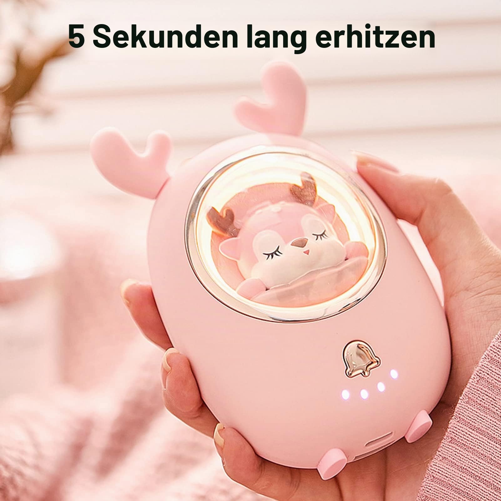 Elektrischer Handwärmer, 3-in-1-Wiederaufladbare Netzbank, kleines Nachtlicht, heiße Hände, niedlicher USB-wiederaufladbarer tragbarer Heizbatterie-Taschenwärmer für Geburtstagsgeschenke