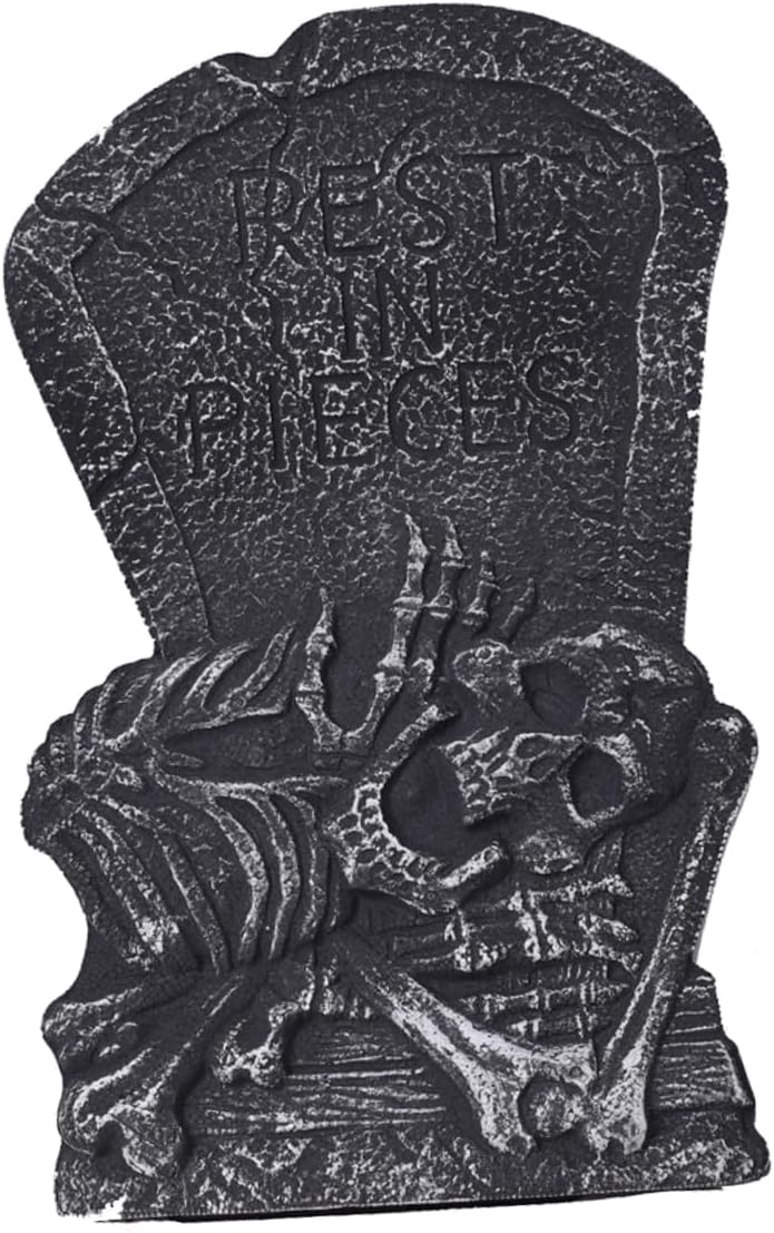 POPETPOP Halloween Skull Tombstone Prop Simulation Graveyard Decor for Haunted House Atmosphere for Halloween Horror Scene Layout and Trick Treaters Fright