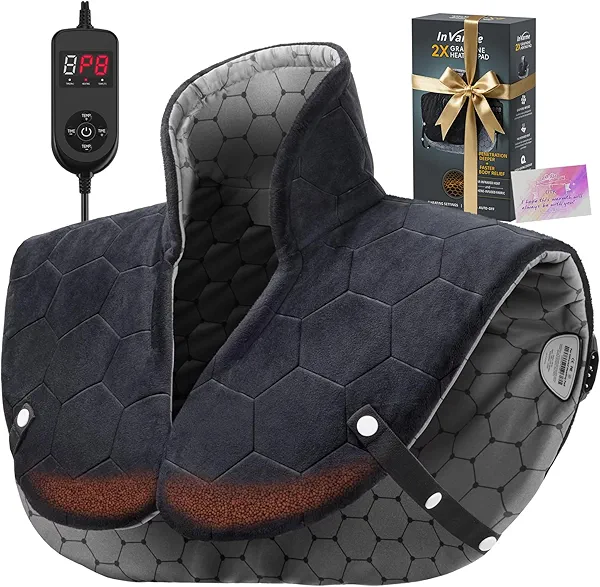 InVarme Neck and Shoulder Heating Pad: 2X Graphene Extra Hot Max 160℉ for Faster Deeper Pain Relief - 4H Auto Shut Off for Home Office Use - Machine Washable - Gifts for Dad Grandpa Husband