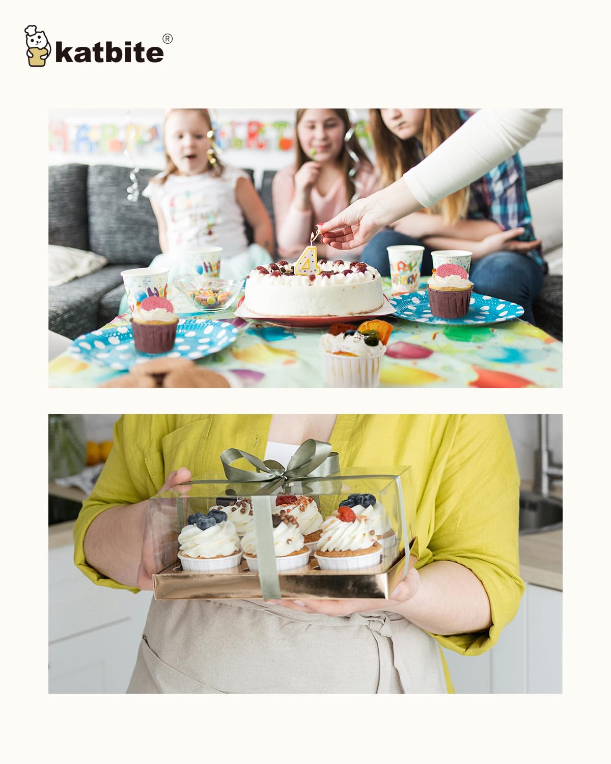 katbite Standardowe foremki do muffinek, ciężkie papierowe foremki do pieczenia babeczek, 150 sztuk, jednorazowe foremki do muffinek z woskowanego papieru, na wesela, urodziny, imprezy, białe, brązowe