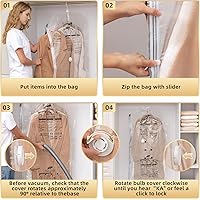 Vista 9 de TAILI Bolsas colgantes de almacenamiento al vacío, bolsas para ahorrar espacio para ropa, 4 paquetes de 53 x 27.6 pulgadas, bolsa de almacenamiento