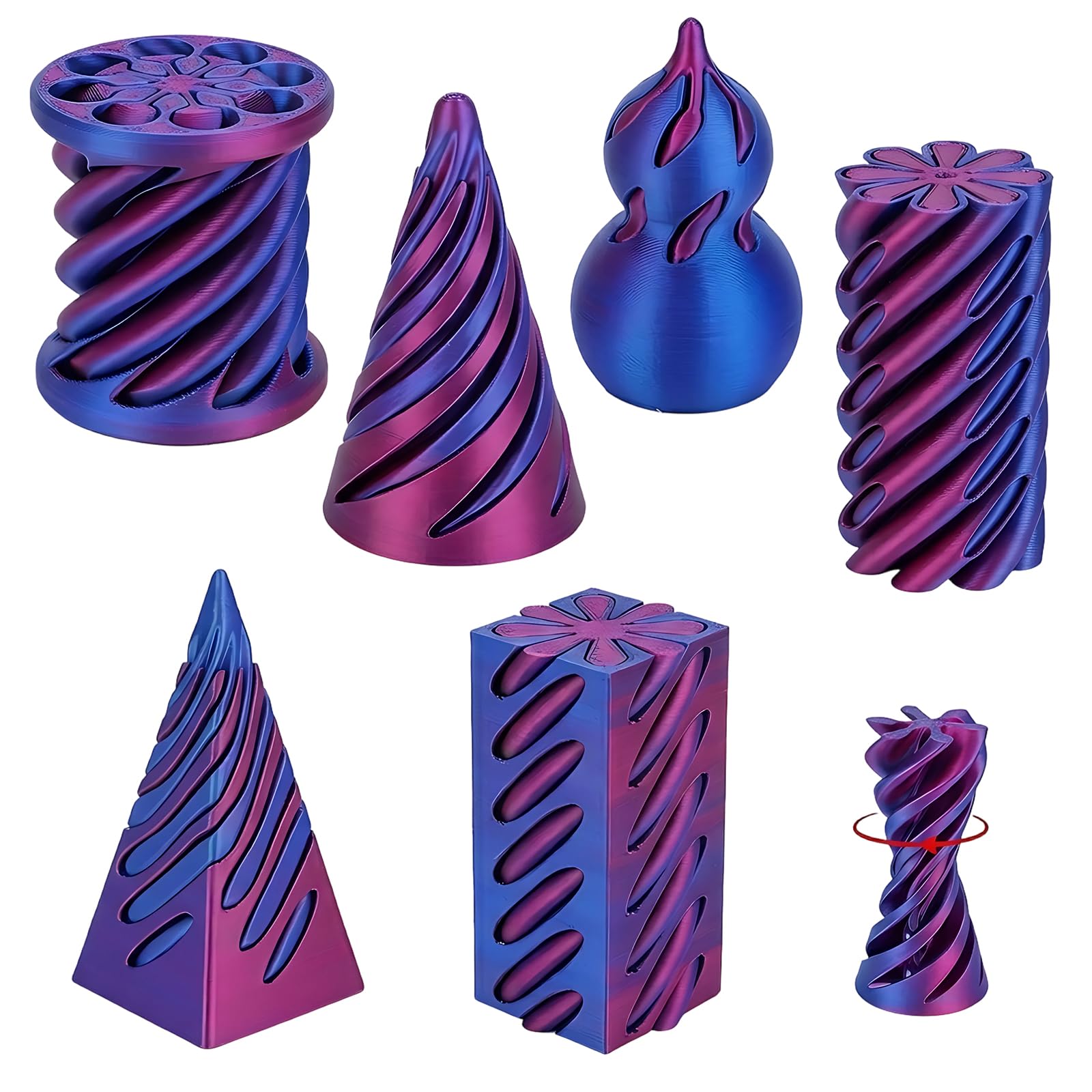 6 Pcs 3D Printed Fidget Toy, 3d Printed Fidgets Sensory Stimulation Items, Stress Relief and Focus Tools for Office and Home Use, Various Shapes for Tactile Exploration, For Home Office Desk Decor