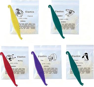 Orthodontic Elastic Rubber Bands, 500 Pack Medium Force Small Rubberbands Dreadlocks Hair Braids Fix Tooth Gap, Heavy 3.5 Ounce, 5 Pack Free Elastic Placer for Braces