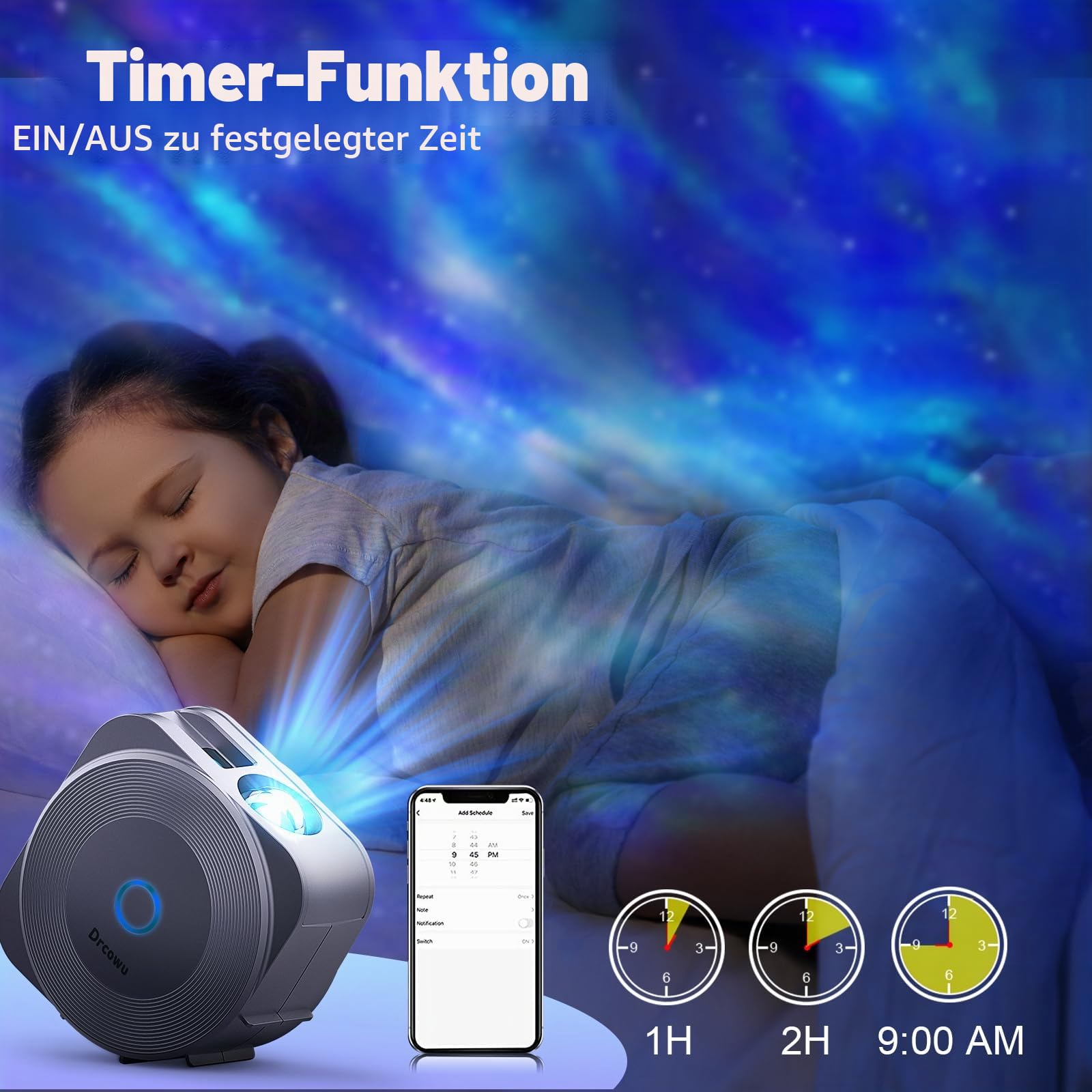 LED Sternenhimmel Projektor, Galaxy Star Projector Kinder Erwachs mit App/RG Dimming/Timer/WiFi Stimmenkontrolle, Lampe Projektor für Dekoration Party Schlafzimmer Heimkino, silbrig