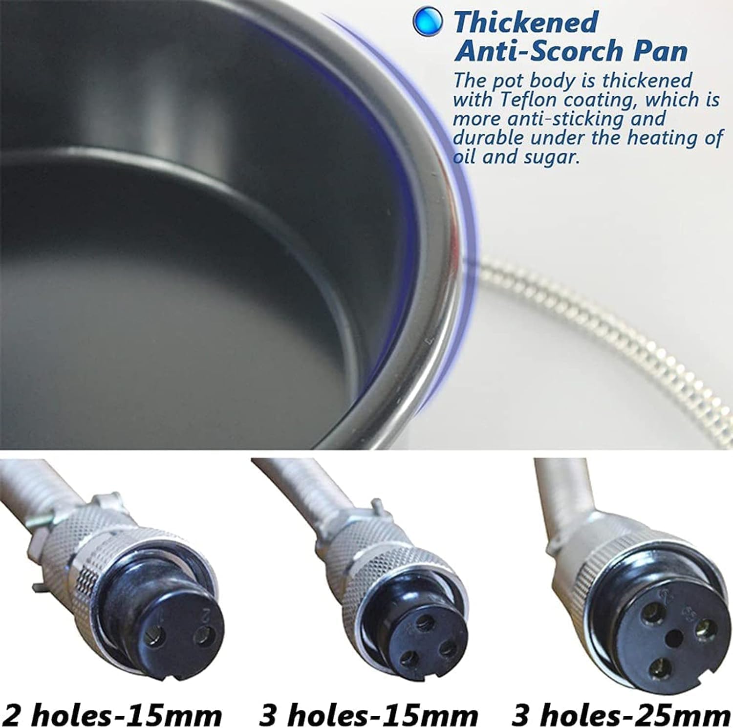 Popcorn Machines, Hot Air Popcorn Machine Accessories, Hand Cranked Electric Popcorn Manufacturer Parts Pot, Anti-Scorch Pan, Easy to Clean,3 Holes-25mm