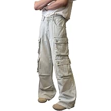 Men Baggy Pants Y2k Straight Leg Cargo Jeans Low Rise Denim Pants Goth Cargo Pants Grunge Streetwear