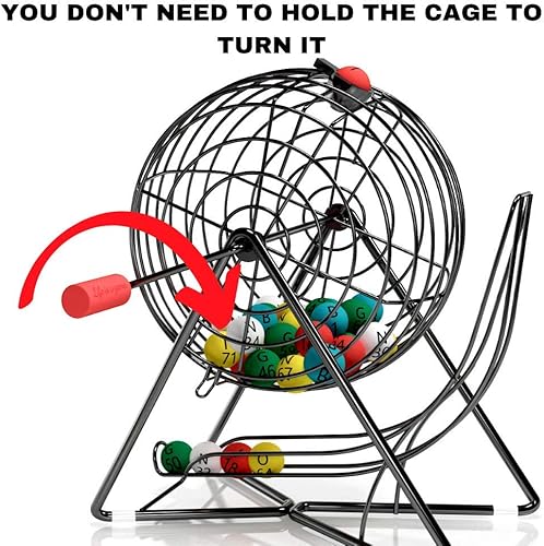 Miniatura 5 de MR CHIPS Juego de jaula de bingo y bolas con 25 tarjetas de bingo a prueba de atascos