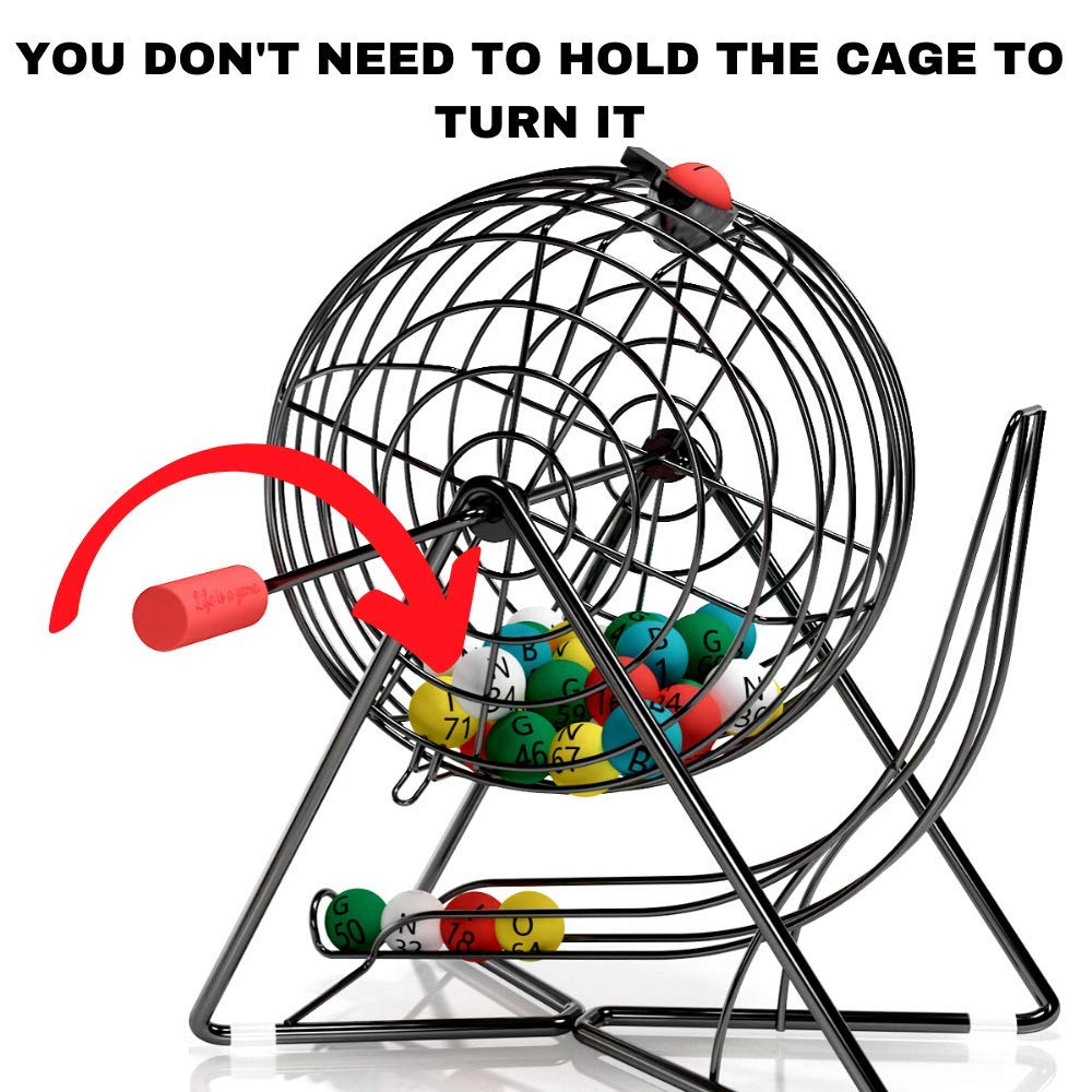 MR CHIPS 11 Inch Tall Professional Bingo Set with Steel Bingo Cage