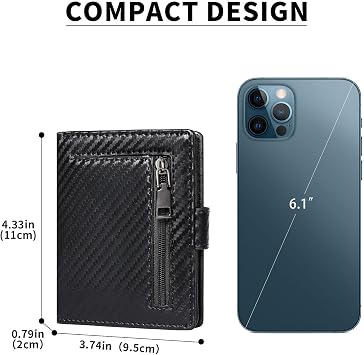 GAEKEAO Vegan Leather Wallet for Men Bifold Slim Men's Wallets with Zipper Change Pocket Card Holder RFID Blocking Purse