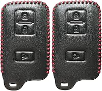Vista 1 de 2 piezas Coolbestda funda protectora de cuero inteligente para llave de 3 botones, guante para llave de entrada sin llave para Toyota Tacoma Land
