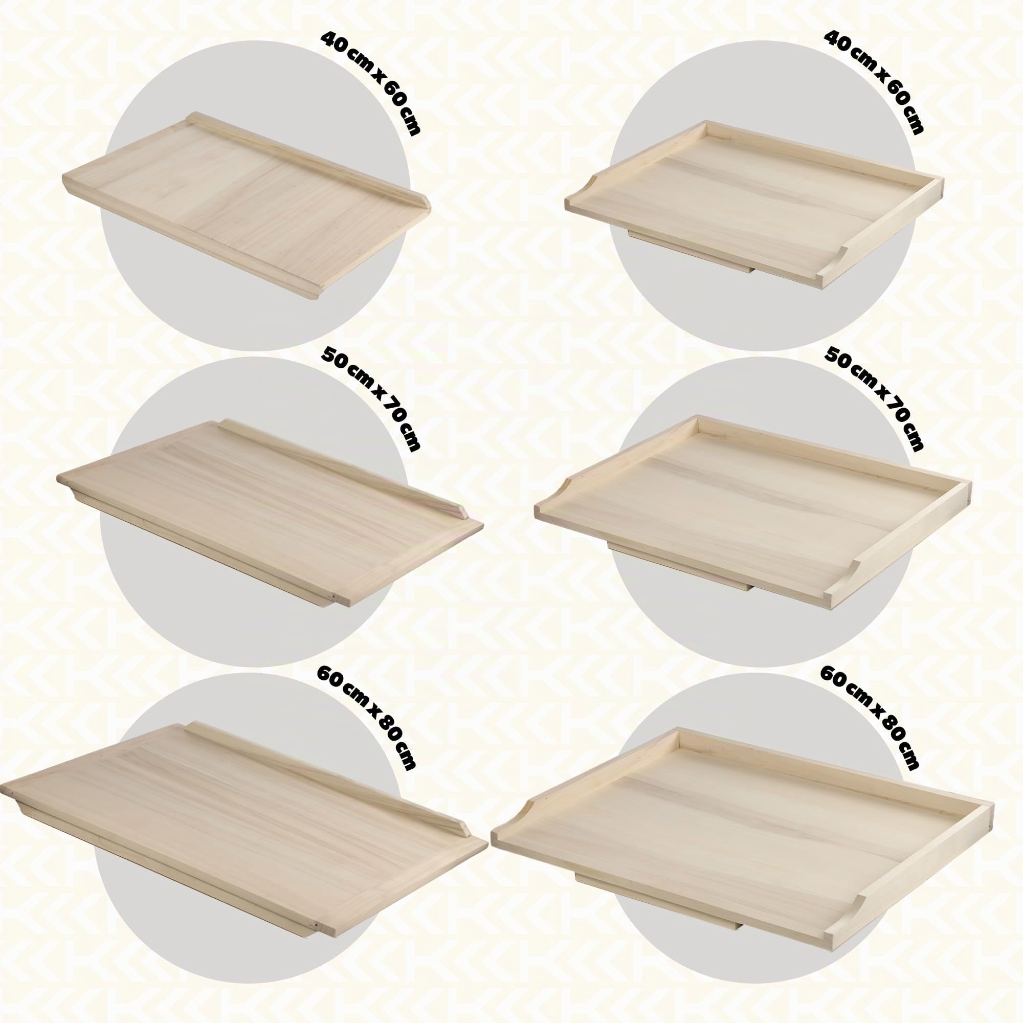 KADAX Planche à pâtes en bois de peuplier, planche à pâte avec barres d'arrêt, planche à pâtisserie traditionnelle pour pâtes, gâteaux, boulettes (un côté, 40 x 60 cm)