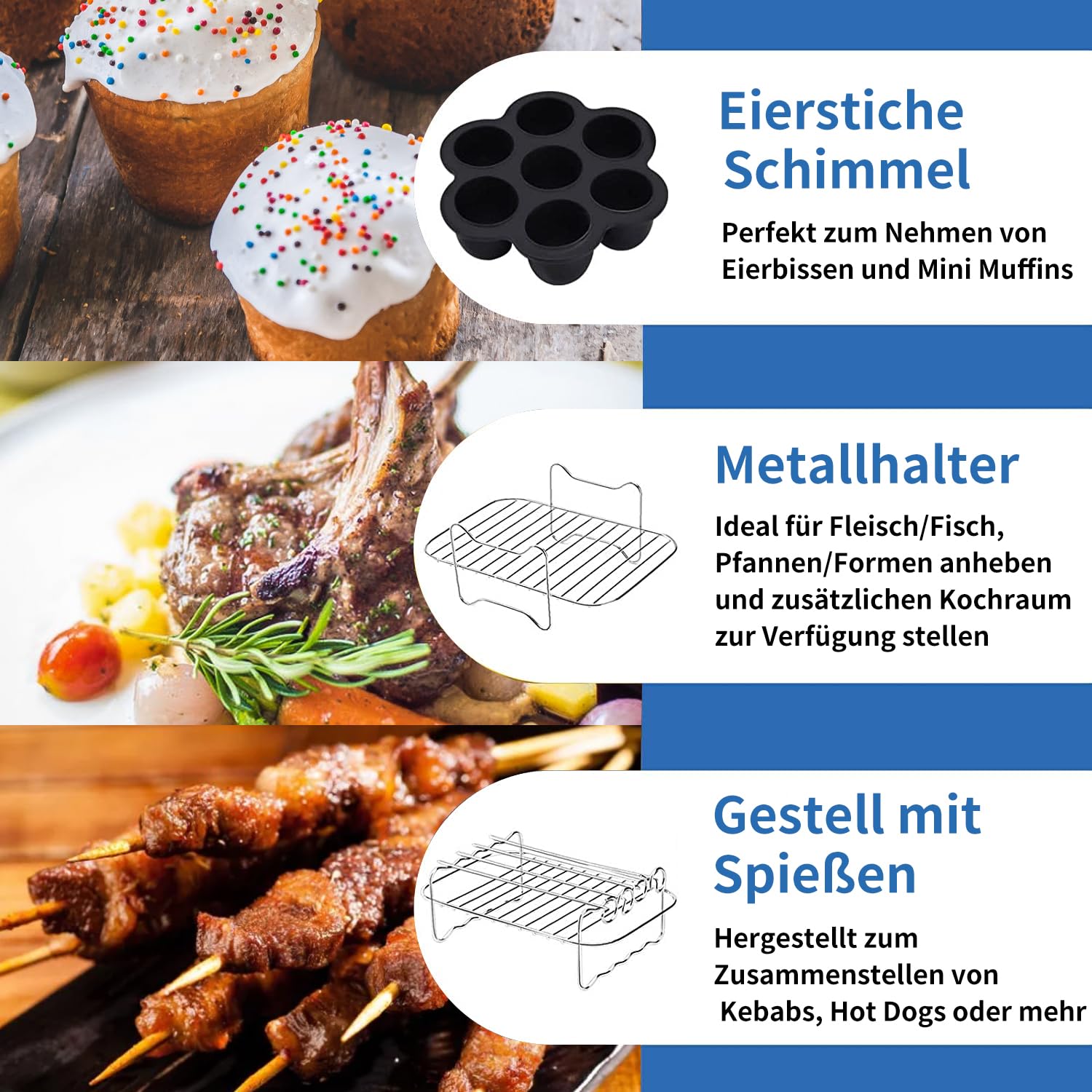 Heißluftfritteuse Zubehör - Airfryer Zubehör für Ninja Foodi AF400EU AF300EU 7,6L-9.5L Und