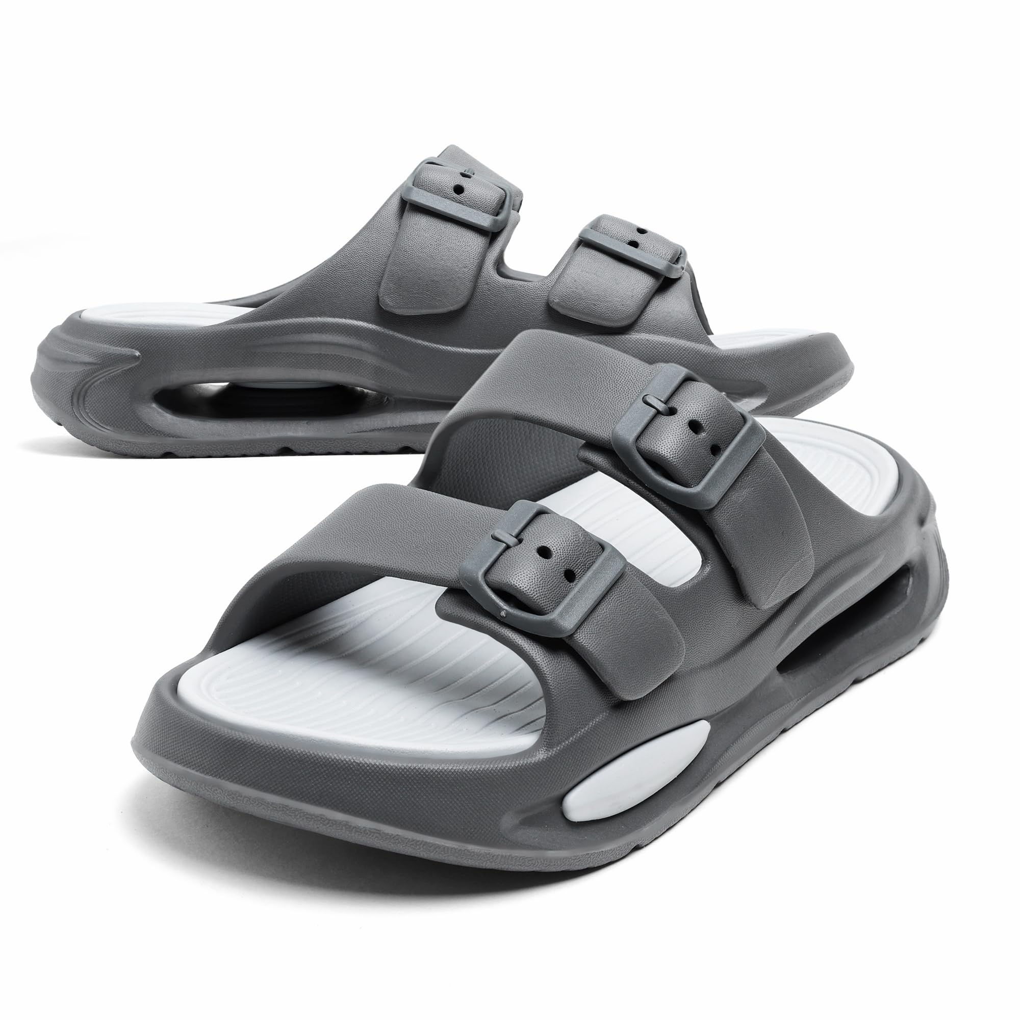 Men EVA Double Strap Sandals | Adjustable Buckle Comfort Slides | Lightweight Anti-Slip Casual Slippers for Indoor Outdoor Everyday Wear