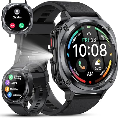 💎 72% MEGA DEAL! Reloj Inteligente Hombre Militar, 1.45″ HD Smartwatch Hombre con Llamadas BT 5.4, 114+ Modos Deportivos, Monitor de Sueño/Podómetro/Pulsómetro, IP68 Impermeable Pulsera Actividad para Android iOS