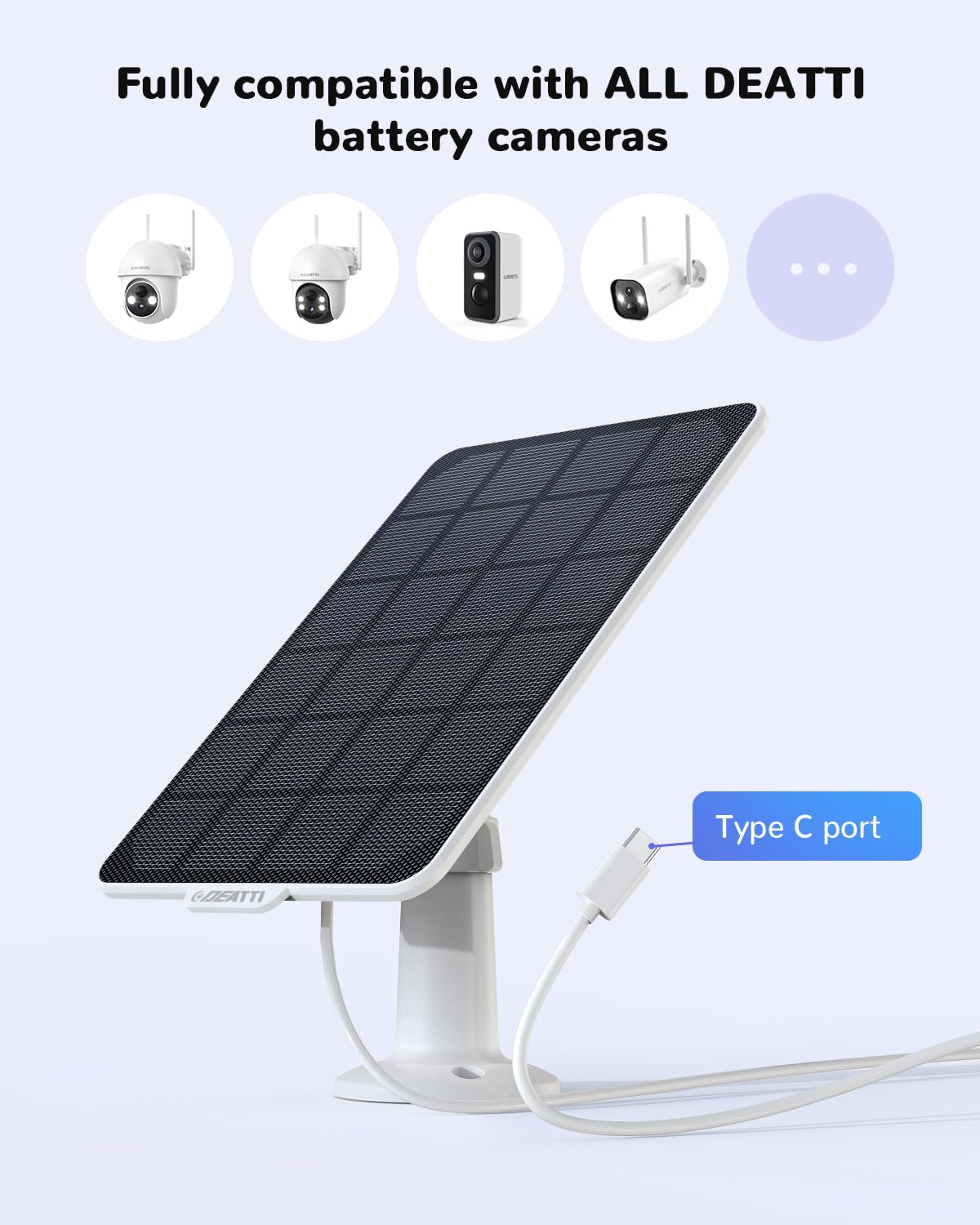 Panneau Solaire Yale Pour Caméra Extérieure - Chargeur USB-C 3W Avec Câble 2m