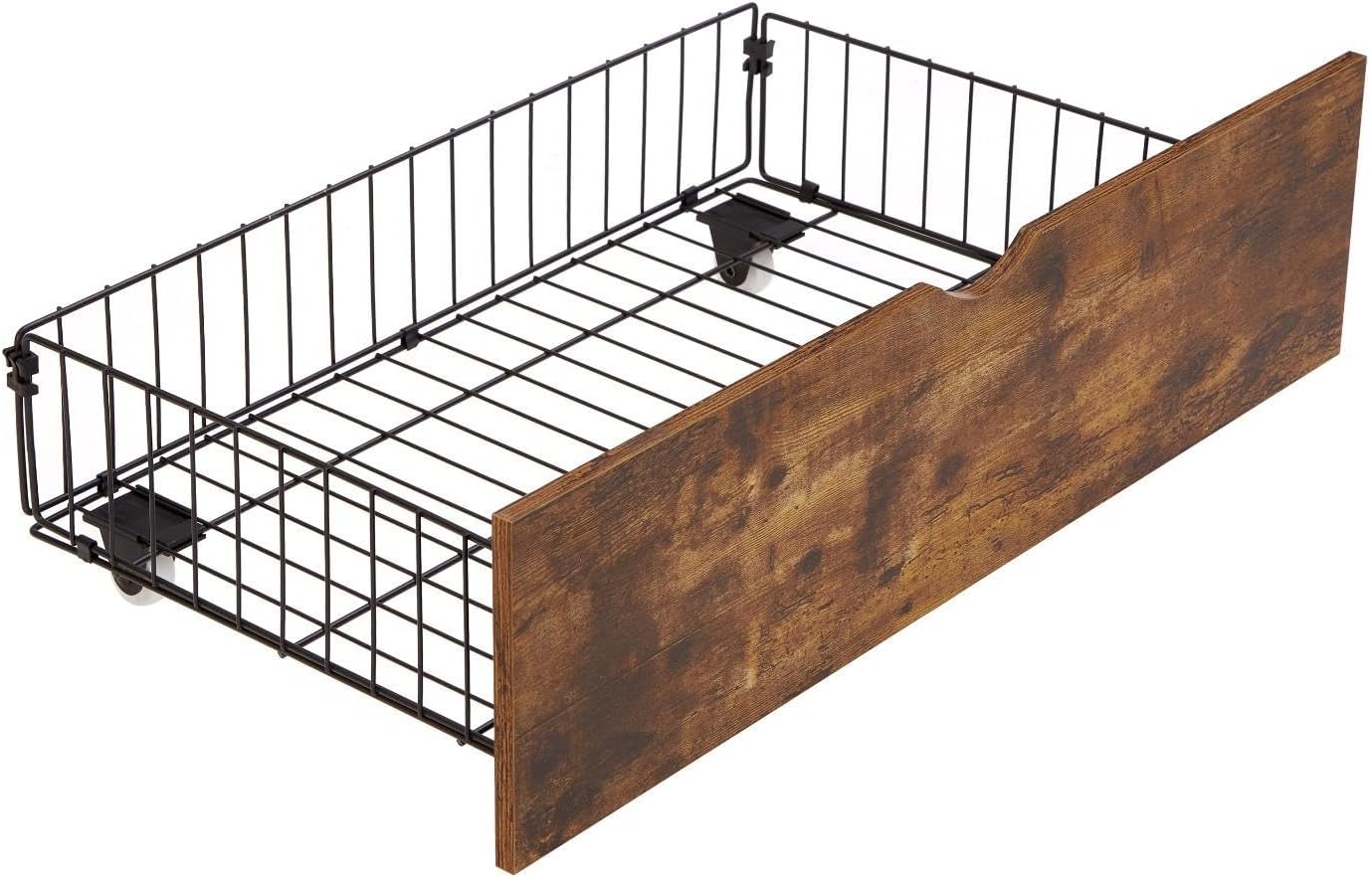 Under Bed Storage Drawer with Wheels, Metal & MDF - Brown & Black, Set of 2, Fits Full Bed - 25"x15.7"x7.7", Brown