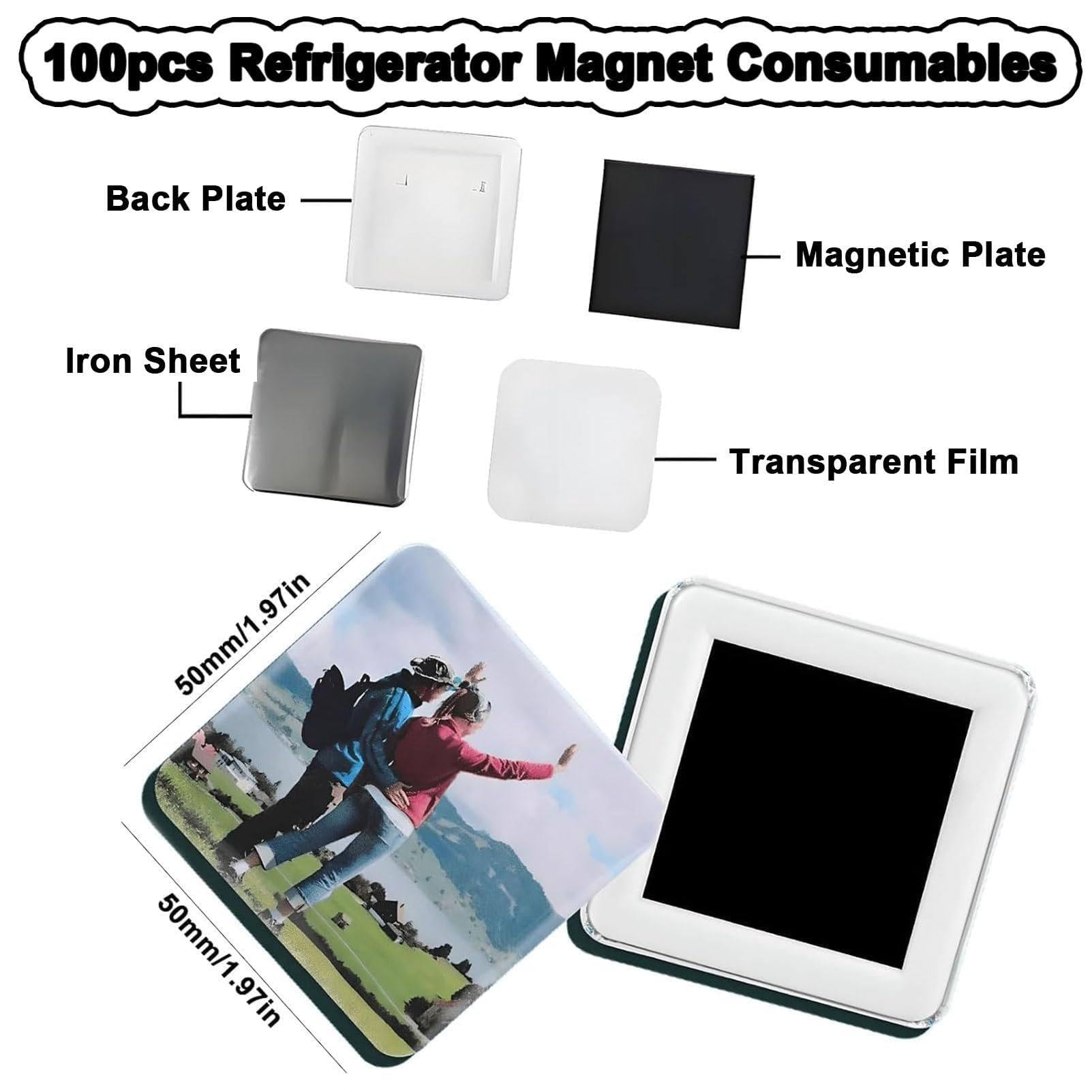 Magnesy na lodówkę 50 mm, zestaw do tworzenia identyfikatorów DIY z obcinaczem do papieru i komponentami, profesjonalne tworzenie identyfikatorów do projektów identyfikatorów magnesów na lodówkę