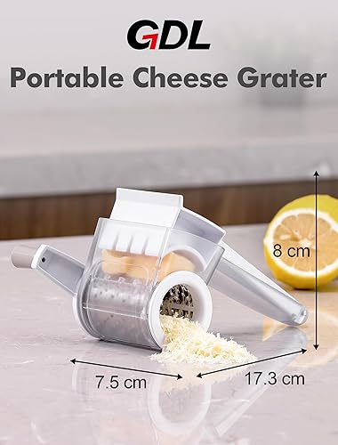 Miniatura 7 de Rallador giratorio de queso, rallador de queso de mano para cocina, rallador de queso de manivela con hoja de acero inoxidable para queso, nueces,