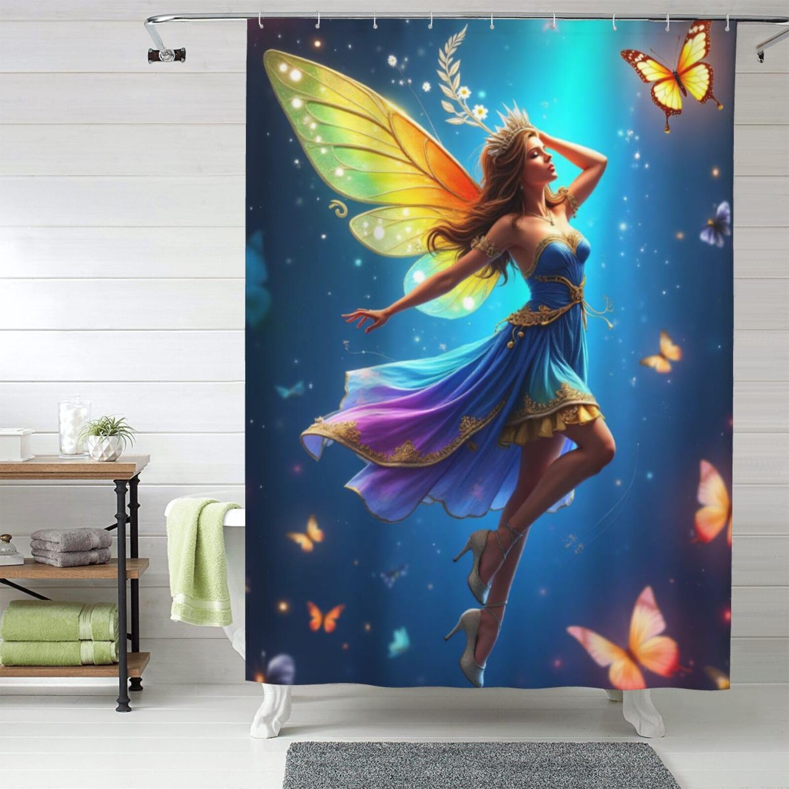 Rideau de douche papillon 152x183 cm en tissu épais lavable Classy