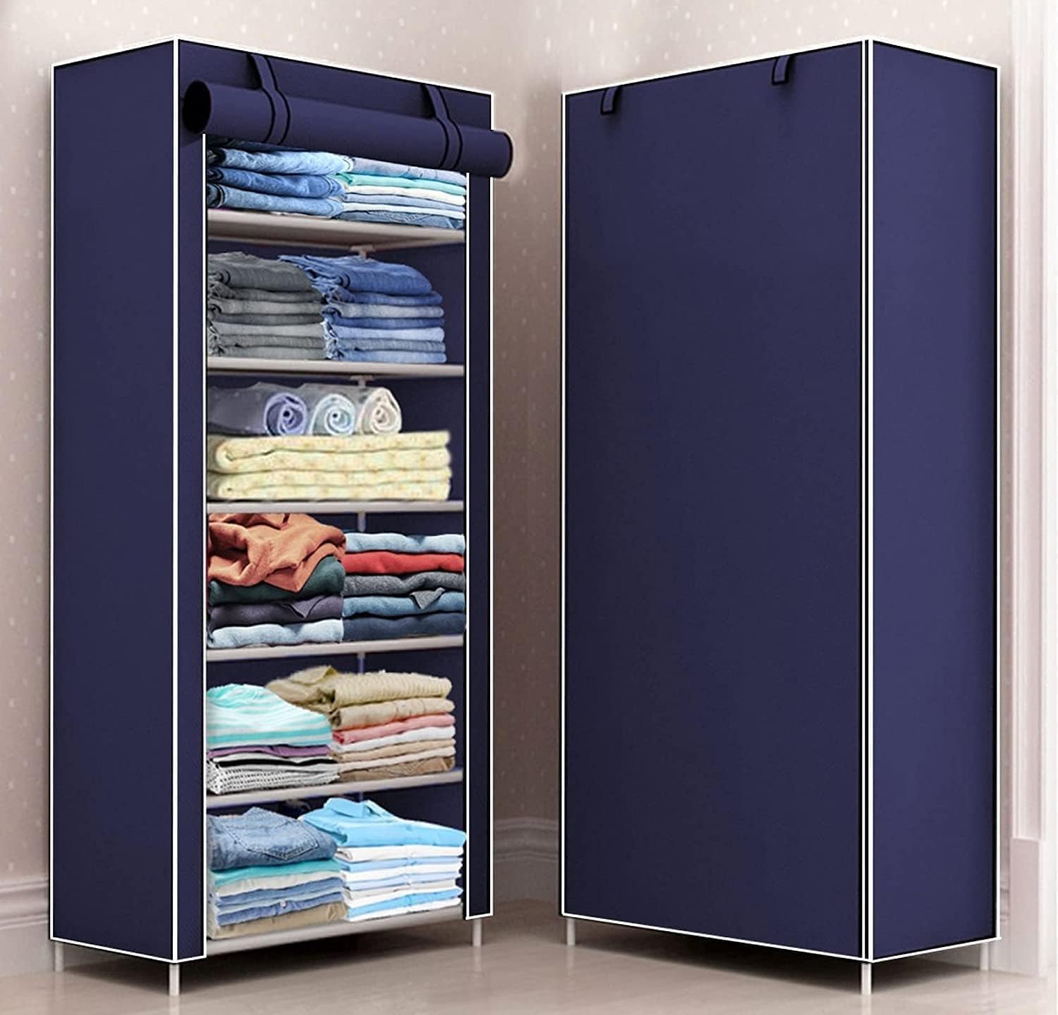 Jaffix Multipurpose Baby Wardrobe/Cabinet/Multipurpose Storage Rack, Foldable, Collapsible Fabric Wardrobe Organizer for Clothes (Plastic and Non Woven Fabric) (6- LAYER, Black) (B0D8Y6RKT4) Amazon Price History, Amazon Price Tracker