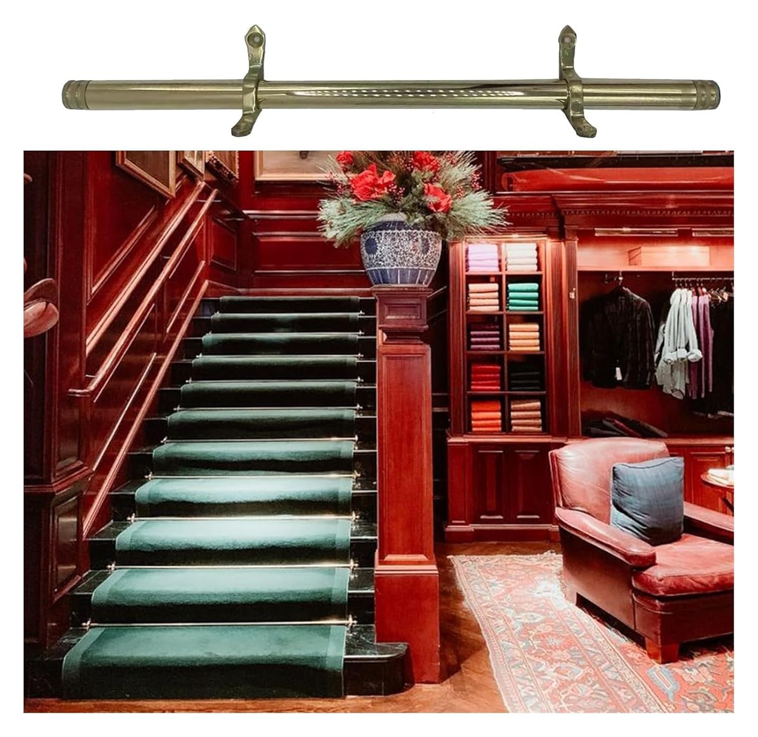 Stair Rods Indoor Stair Runner Brackets, Fixed Stair Carpet for Carpet Runners(5 pcs)
