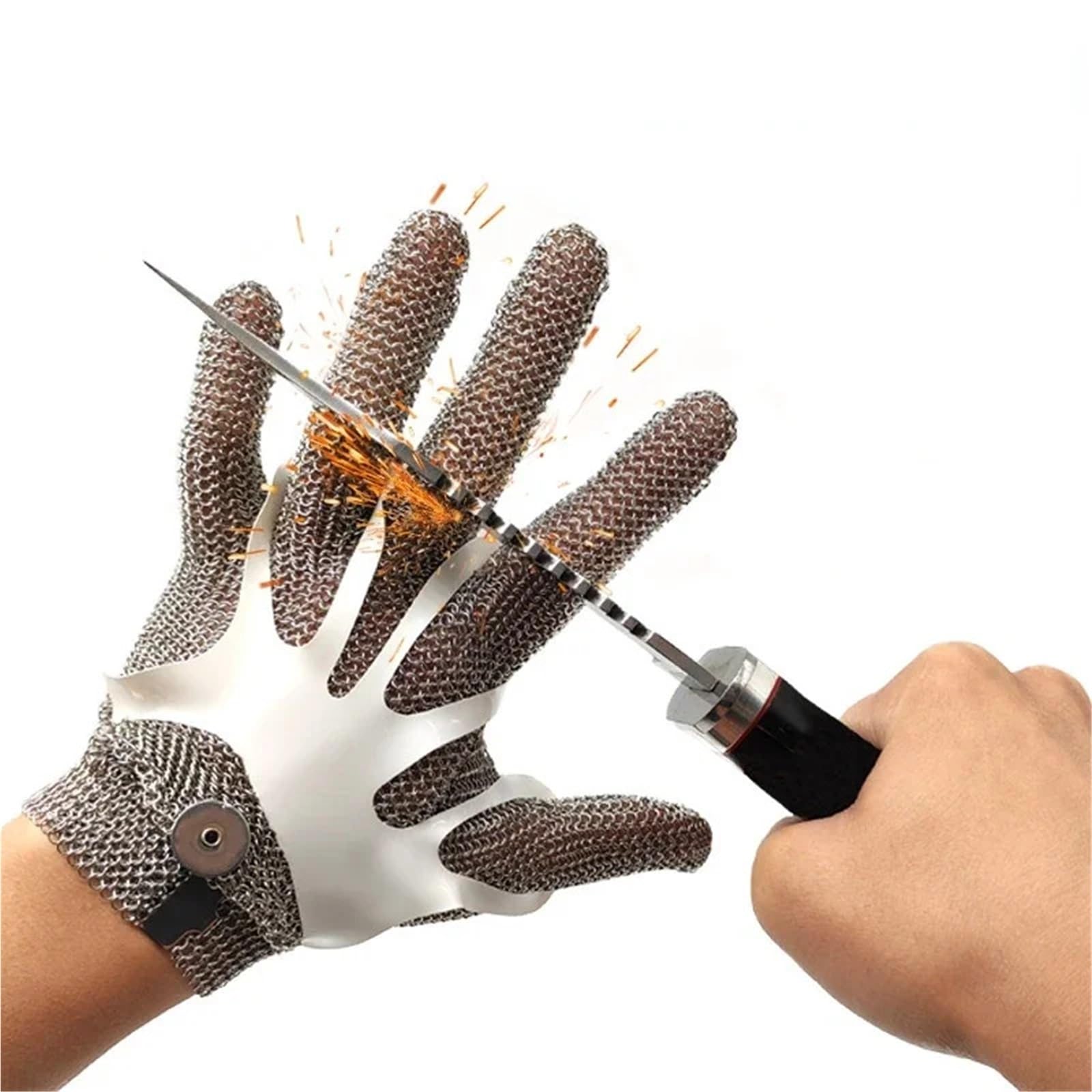 Guantes Anticortes, Guantes con anillo de acero inoxidable 316, resistentes a sierras eléctricas, maquinaria de sacrificio y alambre de acero. Guantes de protección laboral nuevos. | Medium
