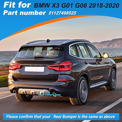 Miniatura 3 de CZShiYue Tapa de gancho de remolque de parachoques trasero Tapa de remolque para BMW X3 G01 G08 2018 2019 2020 51127498525 (plateado, lado derecho