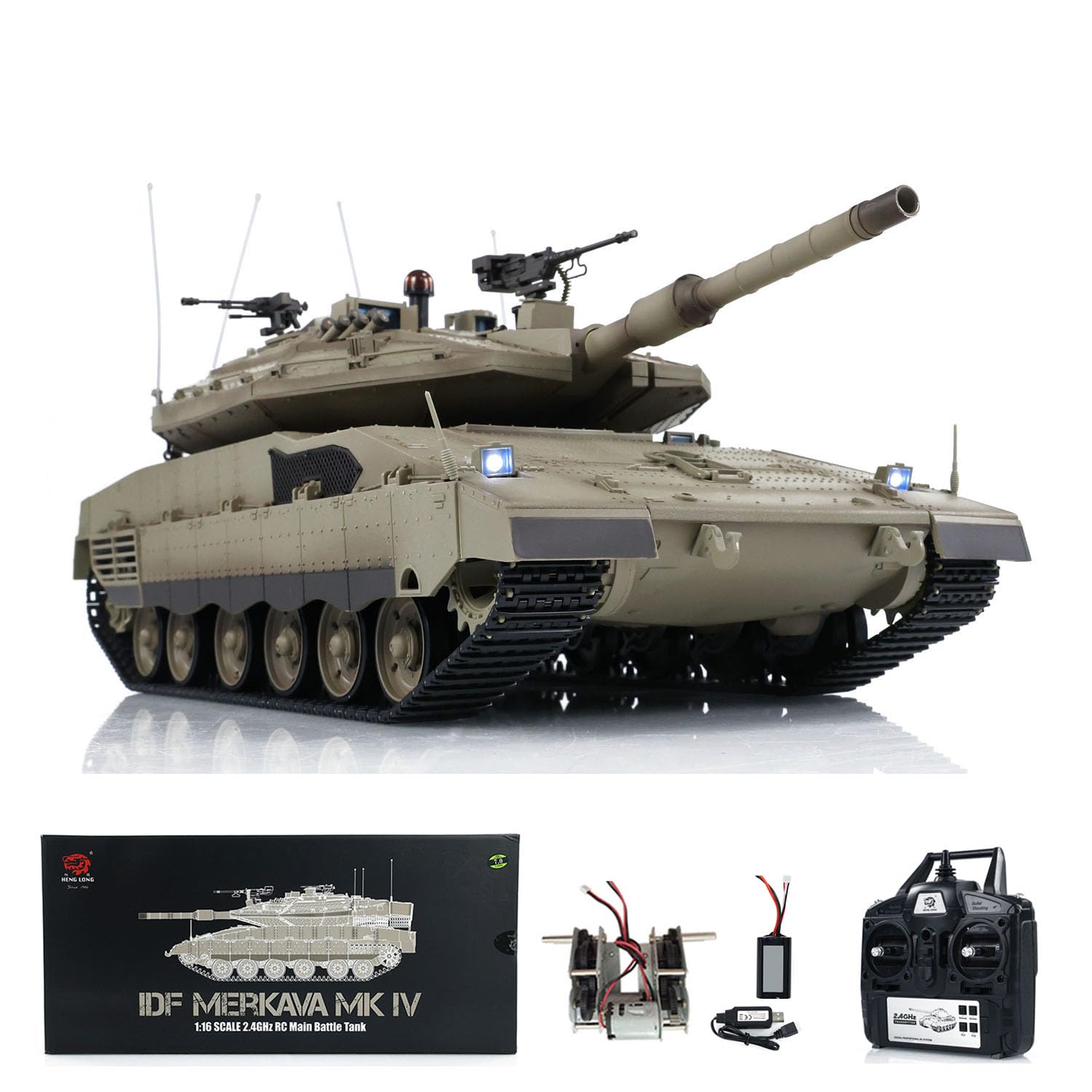 Heng Long 1/16 RC Tank 3958 IDF Merkava Mk Iv Rotato 360 ° Infrarossi Combattimento Metallo Guida Cambio Serbatoi Modello Generatore di Fumatori Bb Pellet Serbatoio Che Spara Airsoft