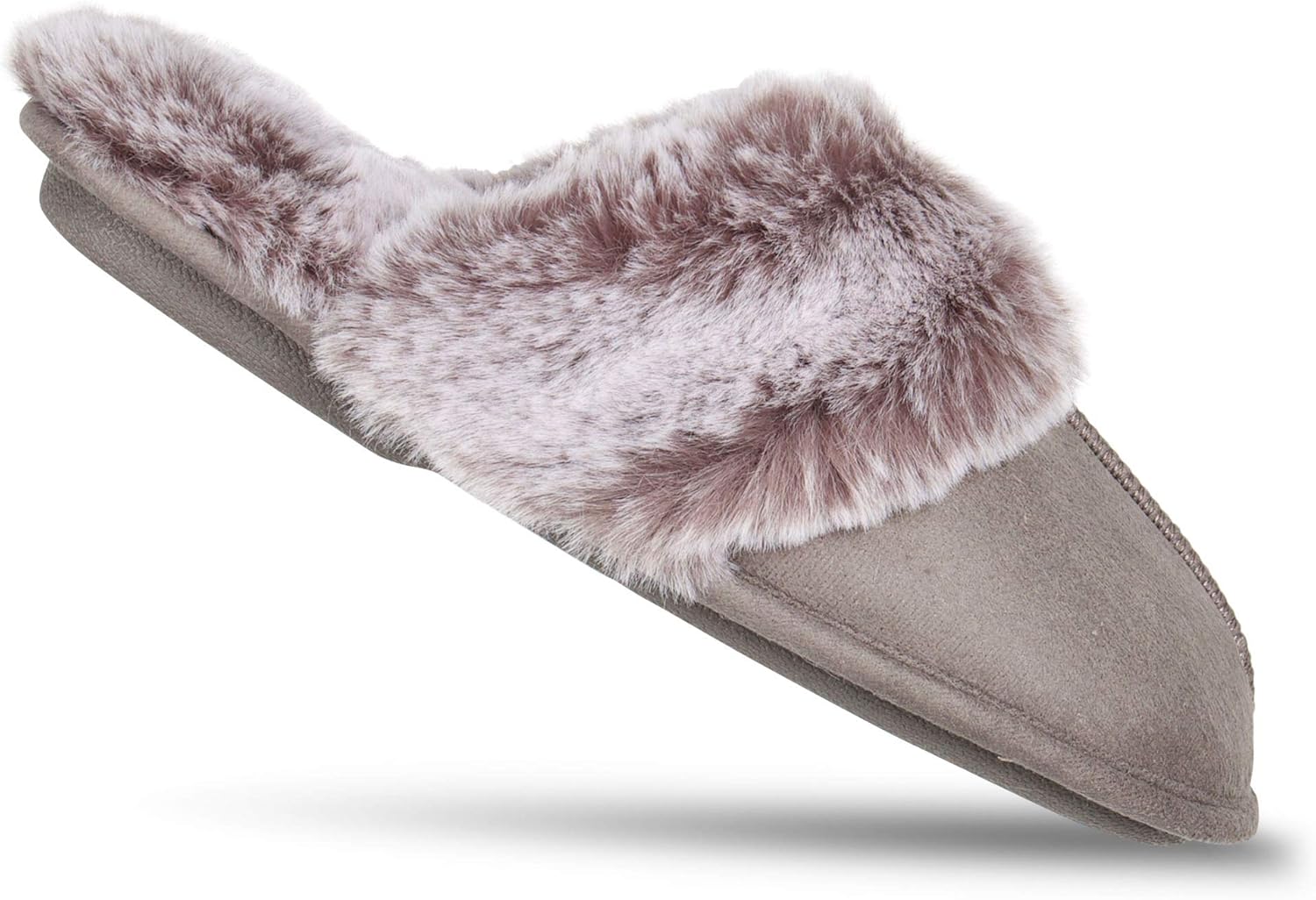 Jessica Simpson womens Comfy Faux Fur House Slipper Scuff Memory Foam Slip on Anti-skid SoleSlipper - Image 6