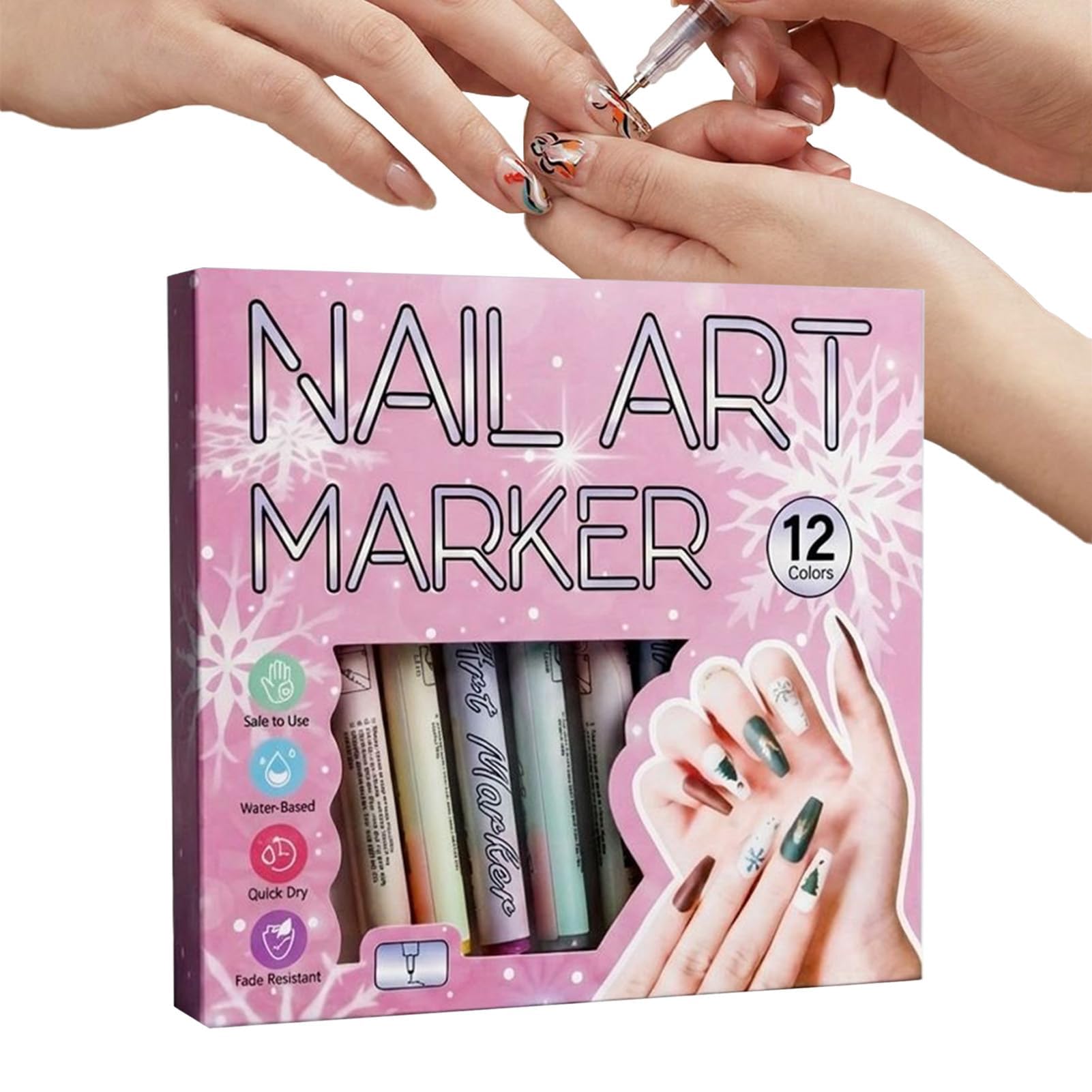 Muiltvoe Nail Drawing Pens, Quick-Drying Manicure - Women Nail Marker Pen Set - for Hobbyists Women Mother Girlfriend Professionals Beginners Home Salon Everyday