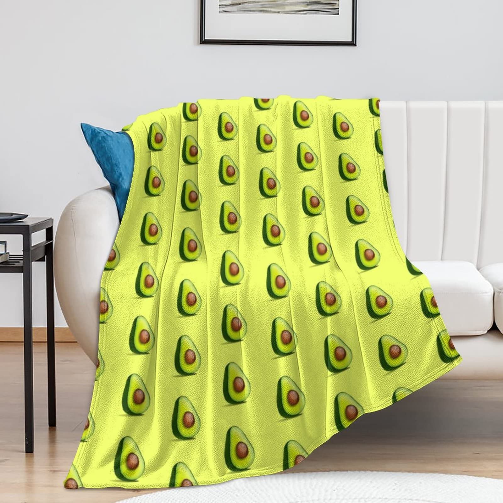 LELEMATEGreen Love Avocado Vegan Throw Blanket Soft Lightweight Flannel Blanket Fuzzy Sofa Fleece Blanket for Use in Bed Living Room Home Beachh Couch Travel 50"x40" for Kid Baby