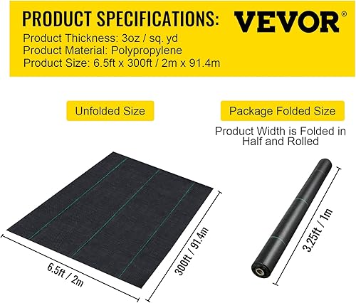 Vista 66 de Happybuy - Funda para suelo de tela geotextil resistente, no tejida para invernadero comercial, jardín, barrera, tapete para bloqueo