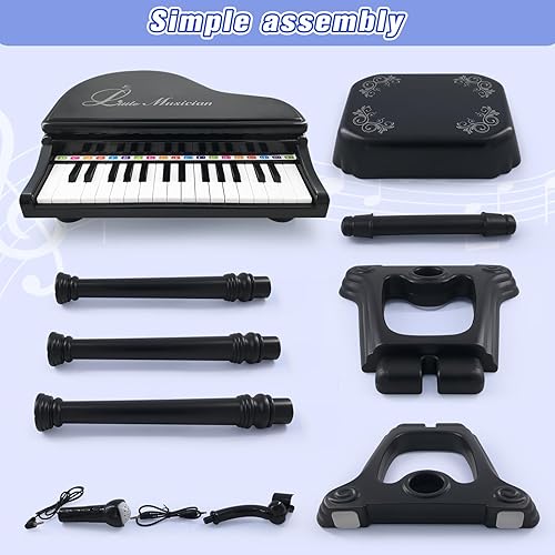 Vista 16 de Love & Mini - Piano/teclado de juguete para niños de 3 a 5 años como regalo de cumpleaños, con 24 teclas, color rosa; instrumento musical de juguete