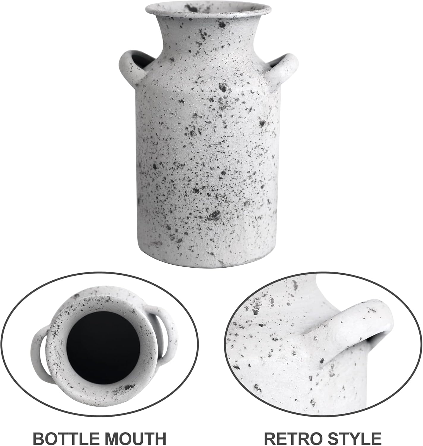 Rustic Vintage Metal Flower Vase for Decor Milk Jug Small Vases for Flowers Kitchen Decorations, Cylindrical,Perfect for Kitchen, Dining Room, Living Room,Housewarming Gift,White - Image 5