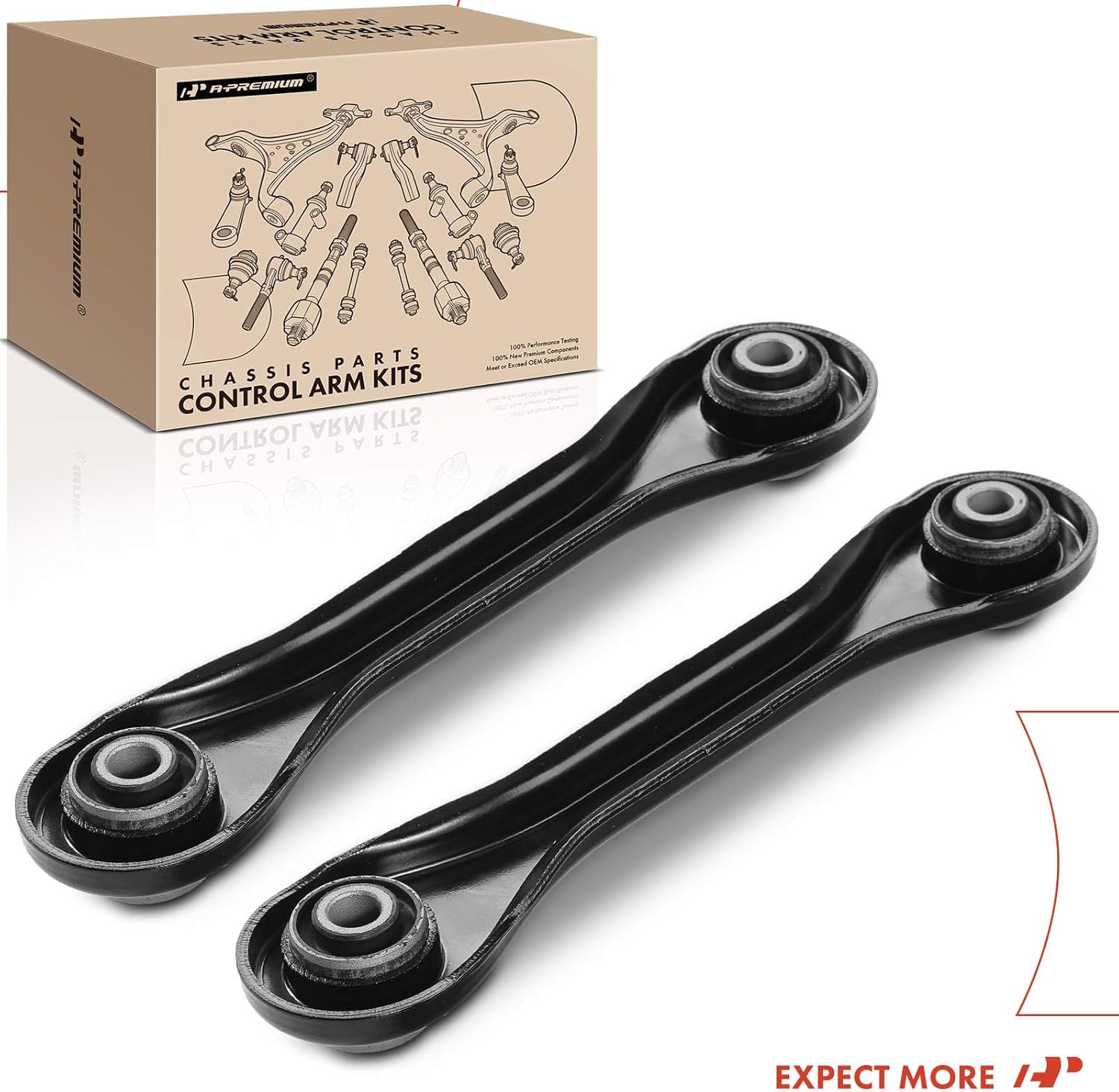 A-Premium 2 x Rear Forward Lower Control Arm, with Bushing, Compatible with Ford Escape 13-19, Focus 00-18, C-Max 13-18, Mazda 3 04-13, 5 06-15, Volvo C70 06-13, C30 07-13, S40 04-11, V50 05-11, FWD