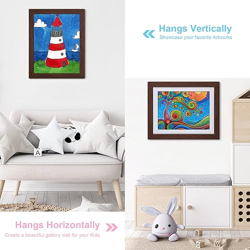 Miniatura 73 de [Paquete de 2] Marcos de arte para niños, marcos de arte para niños, de 8.5 x 11 pulgadas, con apertura frontal, intercambiables, marco de Crema