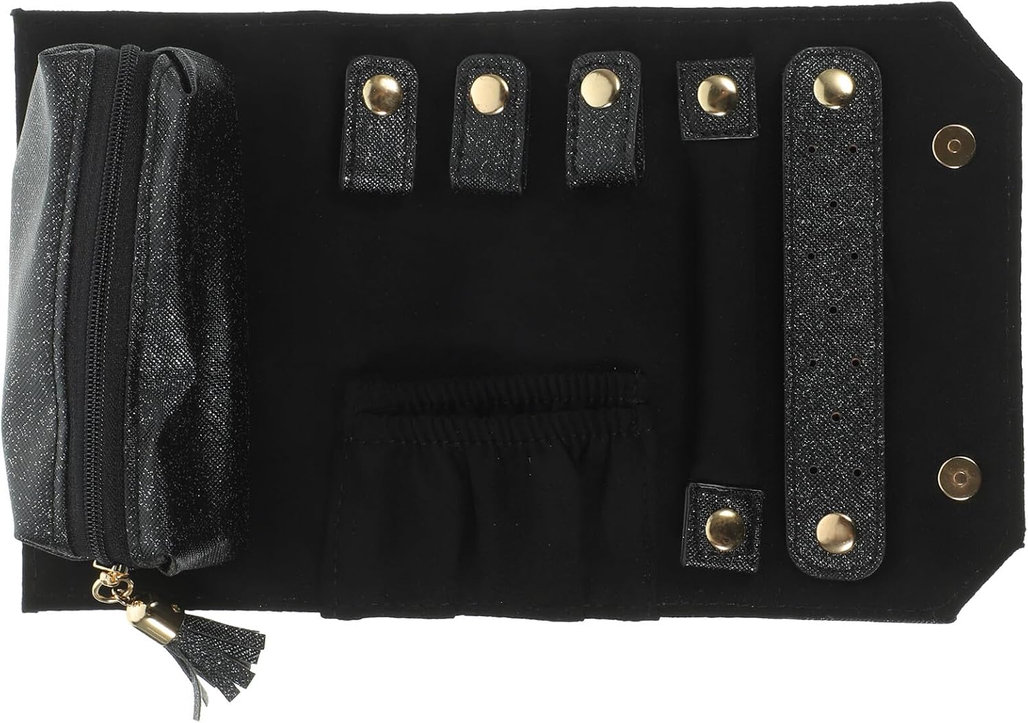 Portable Foldable Travel Jewelry Organizer Roll-up Bag for Rings Necklaces Earrings Bracelets Multifunctional Jewelry Storage Pouch with Space-saving Design Gift for Women and