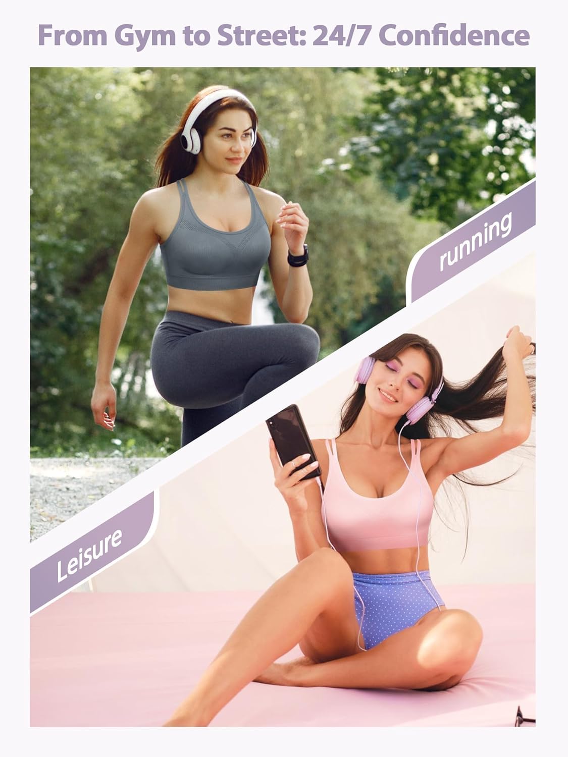 VEQKING Strappy Womens Sports Bras Cross Back for Running Removable Padded Workout Yoga Bras Pack Gifts - Image 3