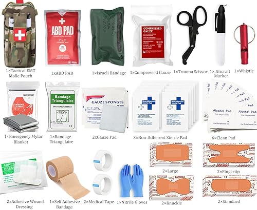 Miniatura 2 de Kit de medicina para traumatismo, paquete contral de sangrado, kits de primeros auxilios de supervivencia de emergencia, kit médico EMT IFAK para