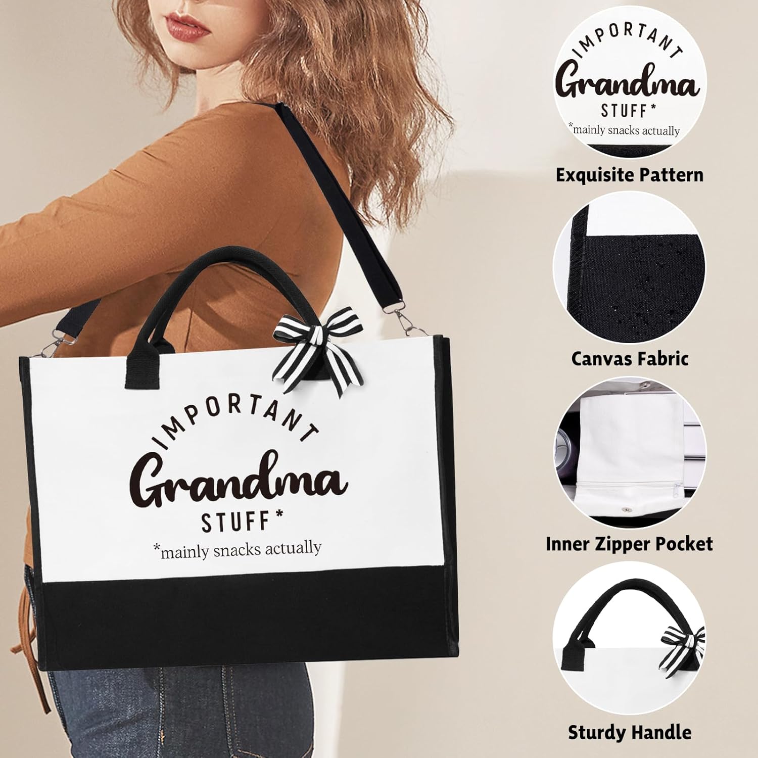 Mothers Day Gifts for Grandma, Birthday Gifts for Grandma, 16 Oz Glass Cup Tote Bag Makeup Bag Gift Basket from Granddaughter Grandson, Christmas Thanksgiving Ideas for Grandmother - Image 4