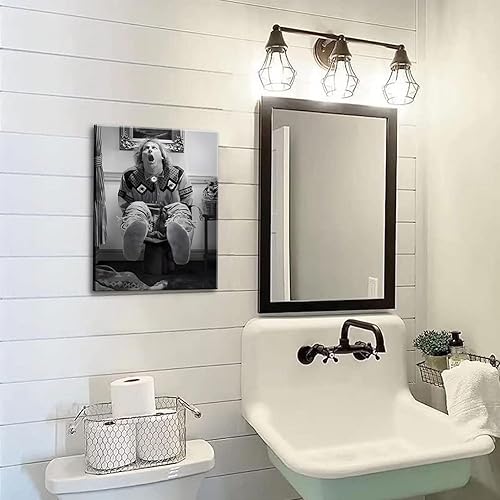 Miniatura 5 de Lienzo enmarcado divertido de Harry Dunne en el inodoro, impresiones artísticas de pared en blanco y negro, pósteres de película de humor tonto y