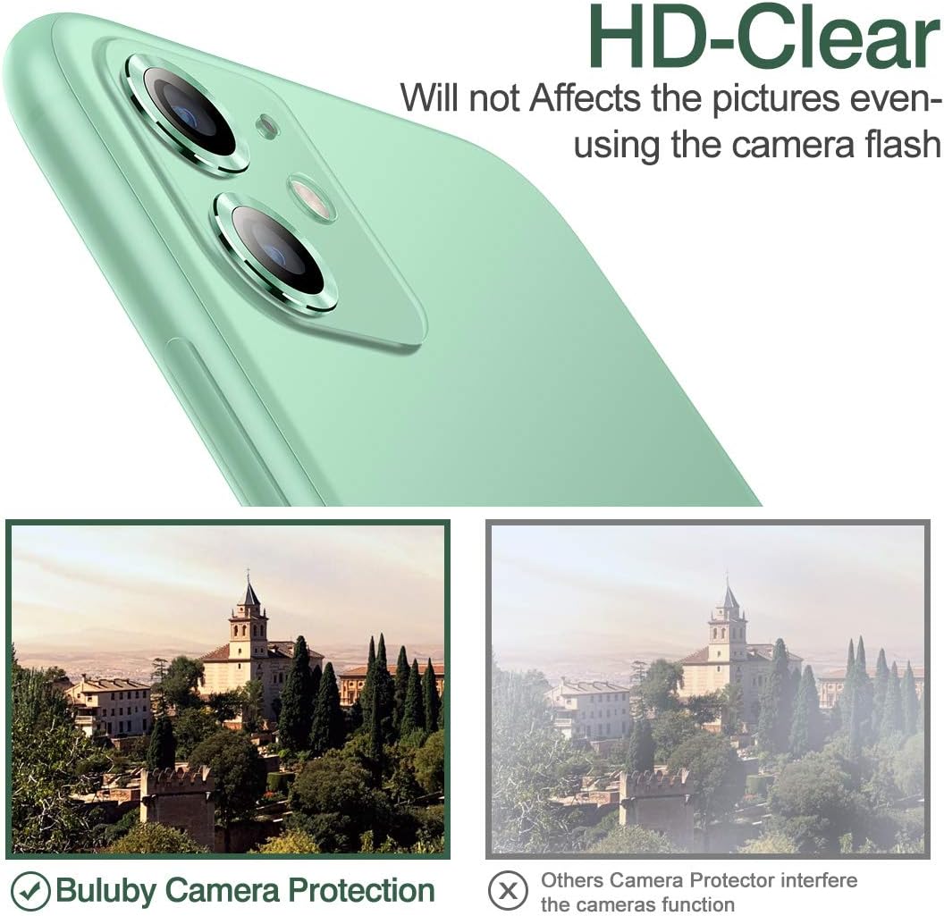 Buluby Camera Lens Protector foriPhone 11 6.1 inch,Premium Tempered Glass Film Aluminum Alloy Lens Screen Cover Case Green