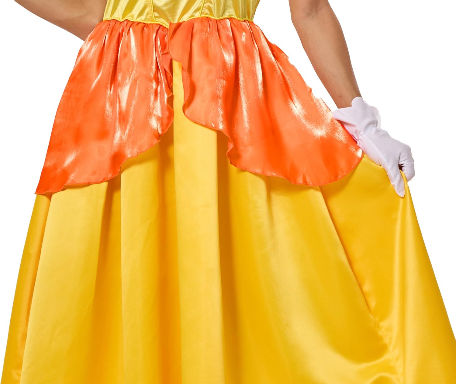 Funna Princess Costume Adult Women Dresses Halloween Dress up Cosplay with Crown Gloves Yellow