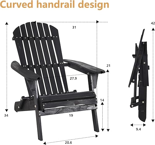 Miniatura 3 de PayLessHere Adirondack - Juego de 2 sillas de patio resistentes a la intemperie con madera de pino texturizada para patio, césped, jardín, terraza,