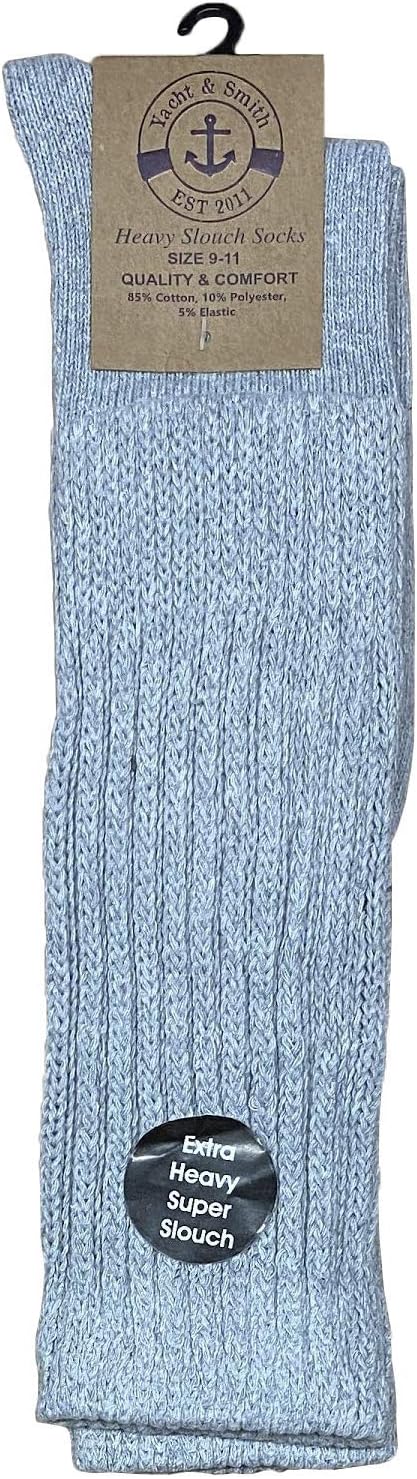 Yacht & Smith 6 Pairs and 12 Pairs Men's Cotton Extra Heavy Slouch Socks, Boot Sock, Bulk Thick Socks