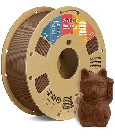 OVERTURE PLA Matte 3D Printer Filament 1.75mm, Matte PLA 1kg Cardboard Spool (2.2lbs), Dimensional Accuracy +/- 0.02 mm (Matte Chocolate)