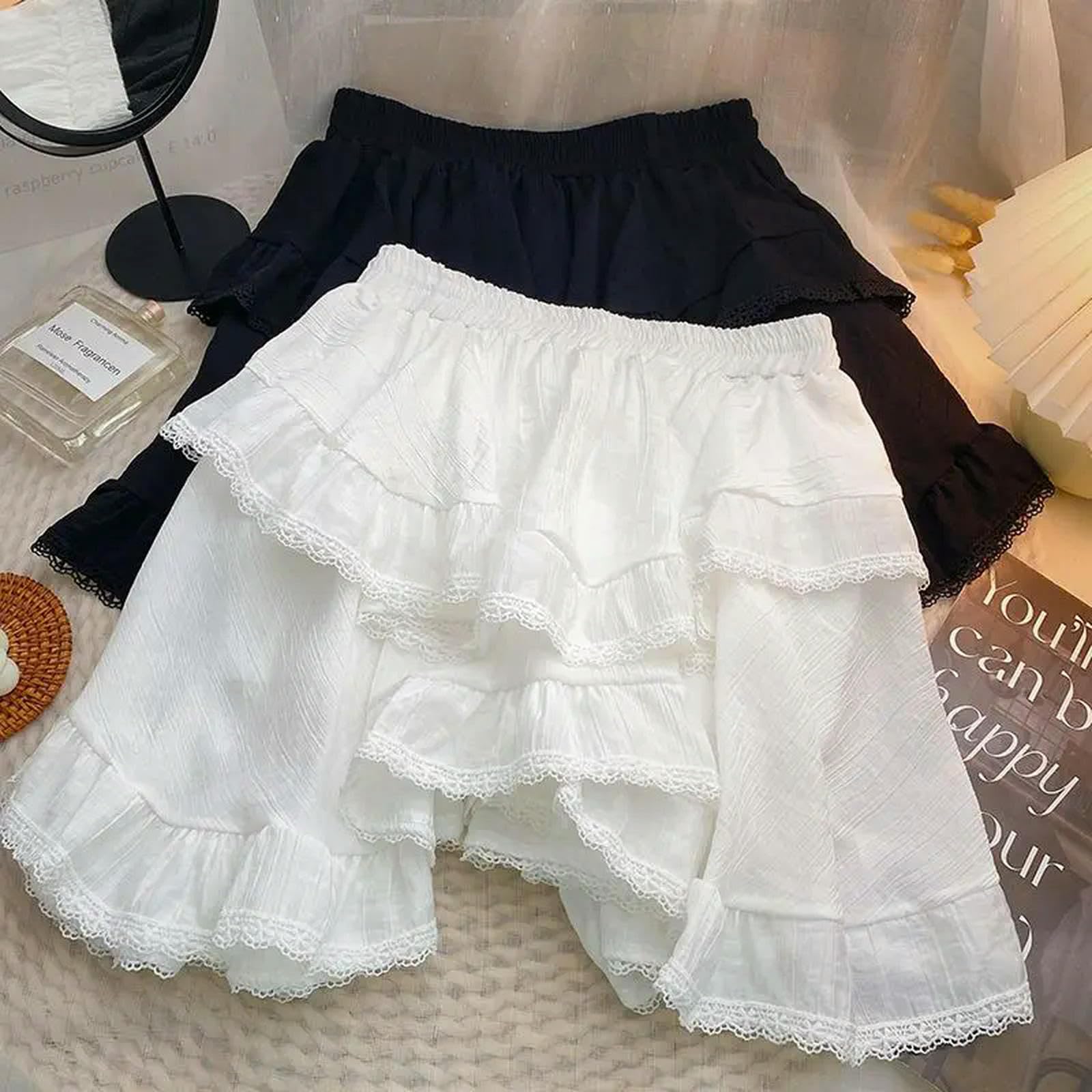 Falda Larga Mujer Winist White Black Irregular Irregular Mini Skirt Style School Ruffles Cortos De Falda Women Streetwear