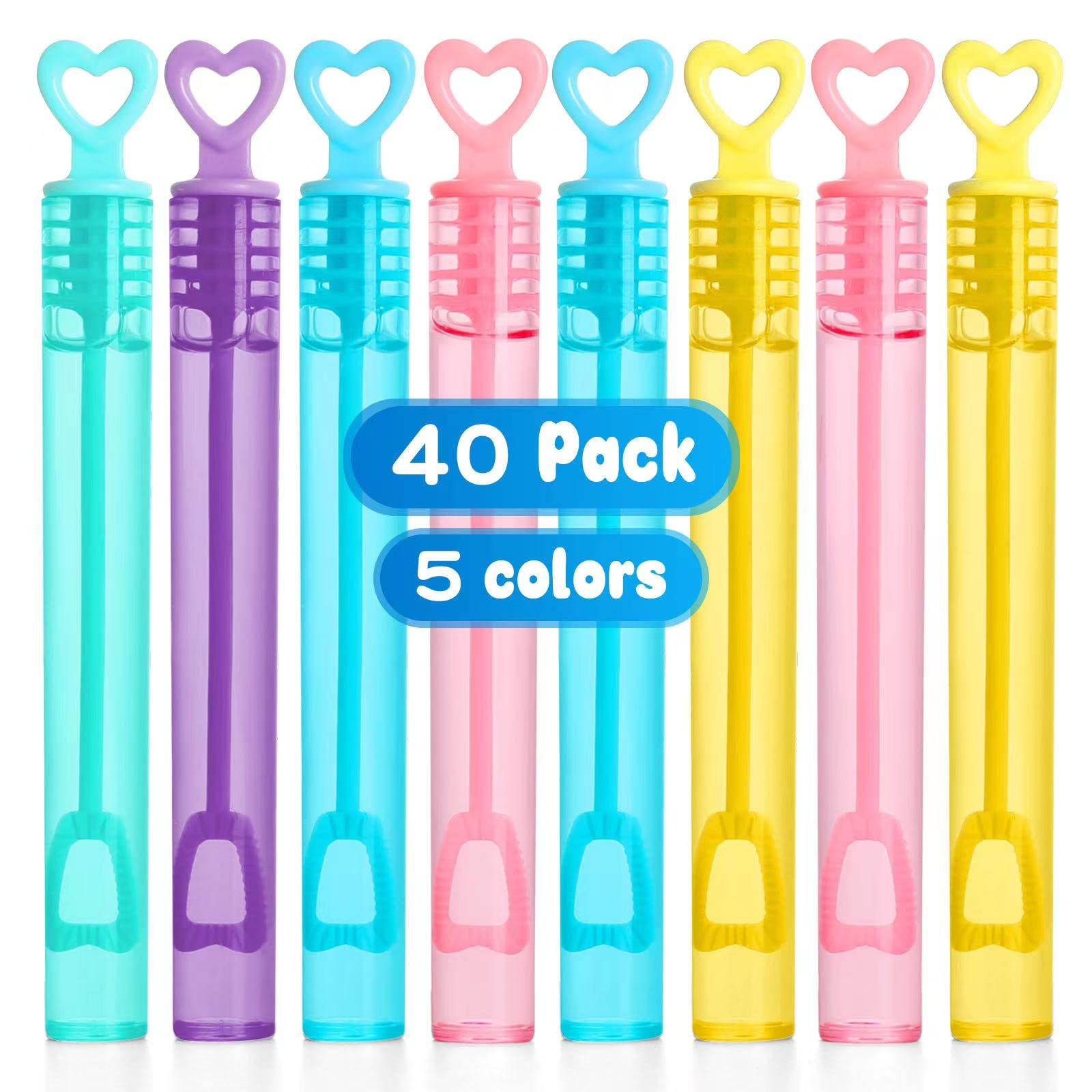 40Pack Mini Bubble Wands Assortment Party Favors Toys for Kids Child, Summer Outdoor Gifts for Girls Boys,Theme Birthday Parties, Weddings, Halloween, Children'sDay Gifts for Child